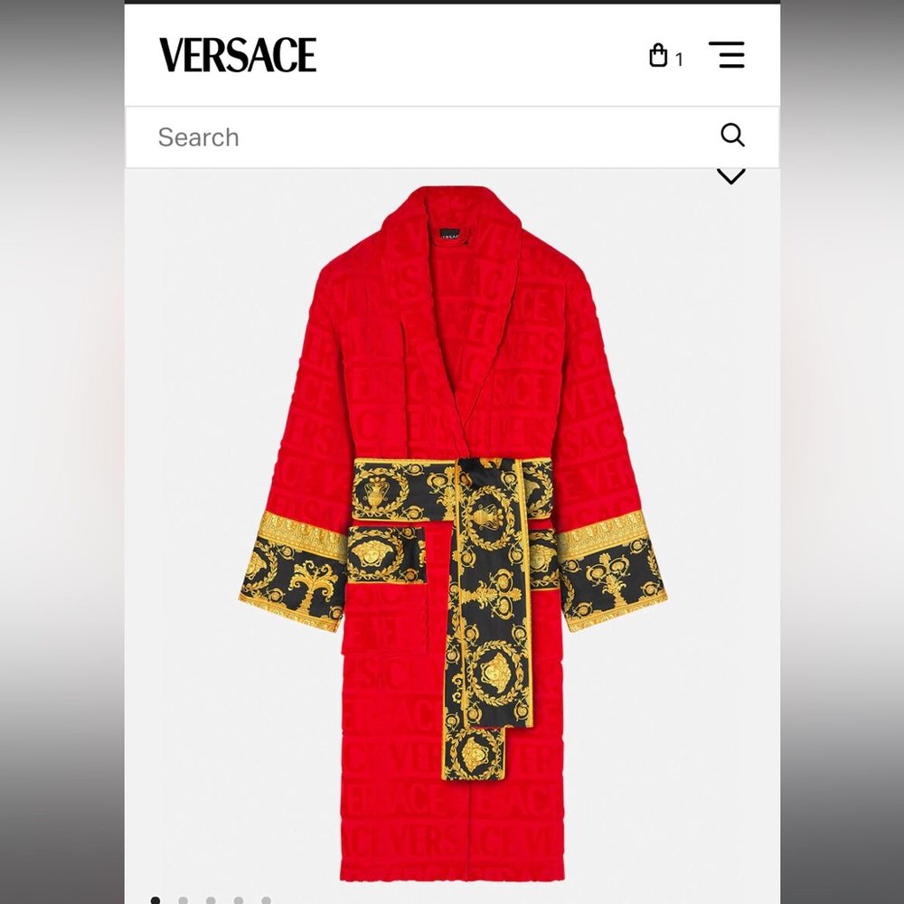 Versace Red Bathrobe with Black and Gold Accents